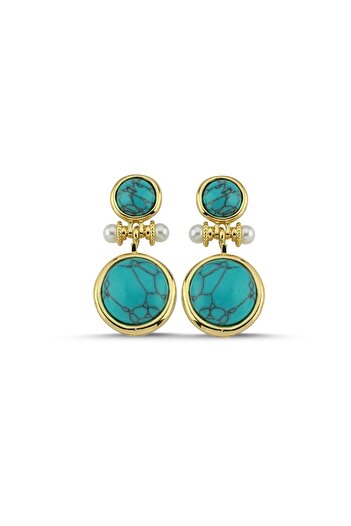 CHARMLUCKY Steel Vintage Turquoise Earrings