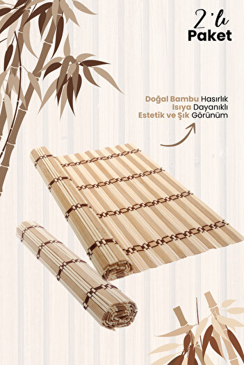 rubihome 2-Piece Bamboo Foldable Natural Wicker