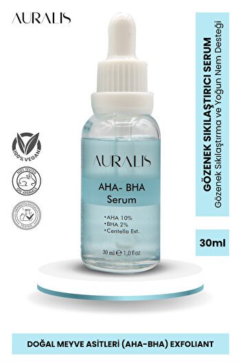 Auralis Aha & Bha Canlandırıcı, Nemlendirici ve Gözenek Sıkılaştırıcı Cilt Bakım Serumu 30 ml