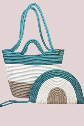 MaVaux Τσάντα και τσάντα ώμου με διπλό φερμουάρ Lumos Wicker Look