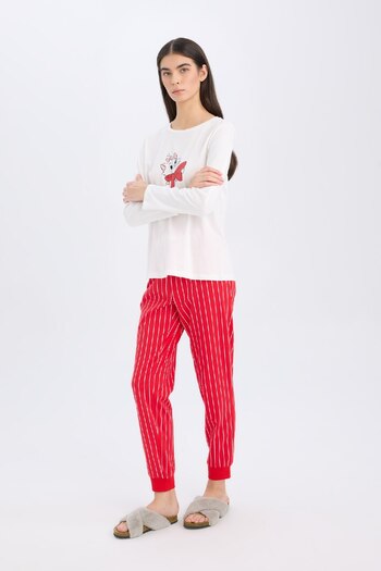 DeFacto Aristocats Patterned Pajama Set - Long Sleeve, Elastic Waist D2287Ax24Wn