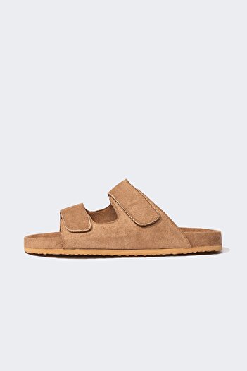 DeFacto Men's Flat Sole Double Banded Faux Leather Slippers B7412Ax24Sm
