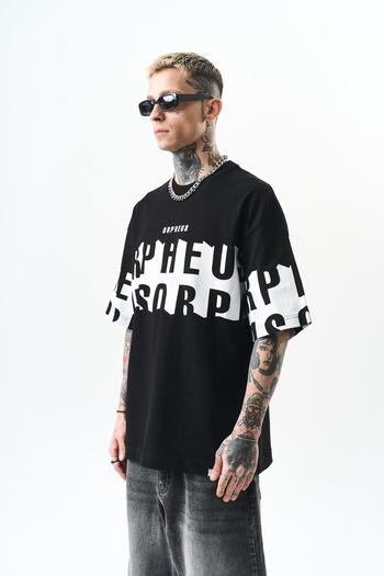 Respire Ανδρικό μπλουζάκι Oversize Μαύρο Orpheus Printed