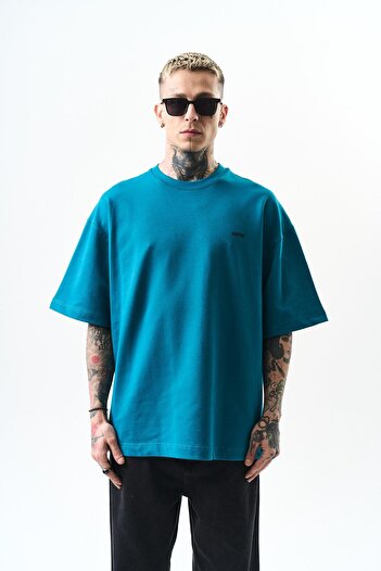 Respire Ανδρικό μπλουζάκι Respire Text Detailed Oversize Petrol