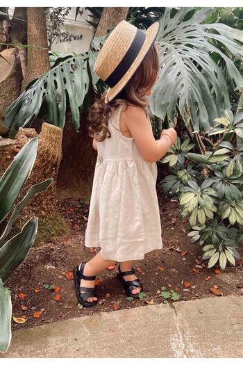 Cigit Linen Sarh Wrap Dress 2-7 Years Natural