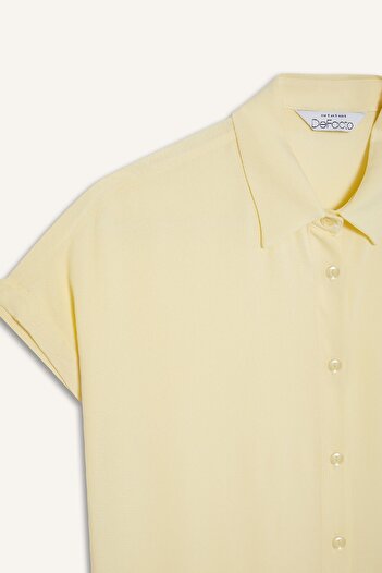 DeFacto Regular Fit Basic Düz Viskon Kısa Kollu Gömlek N7819AZ25SP