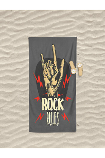 Home Rock N Roll Rock Music Patterned Digital Printed Men's Young Children's Beach Bath Towel