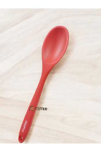 elfnur 1Pc 28.cm Hard Tip Heat Resistant Fireproof Non-Stick Silicone Food Serving Spoon