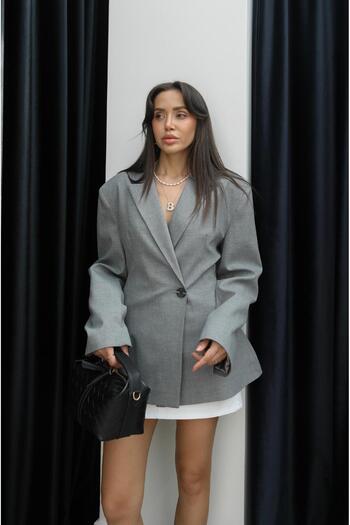 Havoş Gray Barkin Padded Blazer Jacket