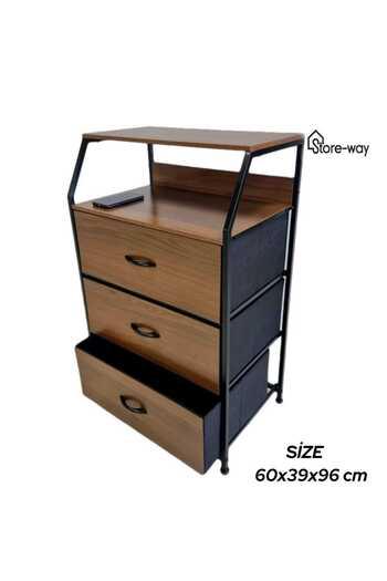 Storeway 3 Drawer Wooden Side Table