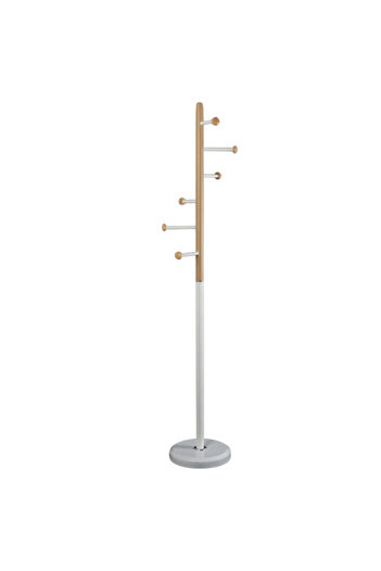 Generic Stylish and modern vertical clothes hanger for hanging clothes and jackets, white/wooden color