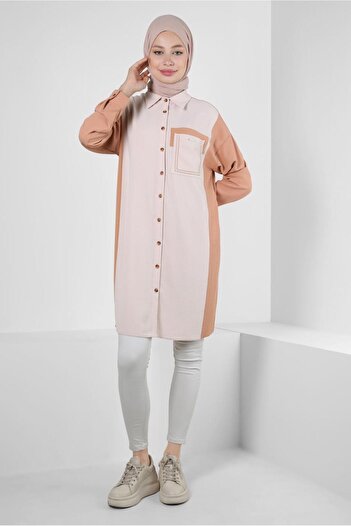 Alvina SHIRT COLLAR TWO COLOR TUNIC 43928