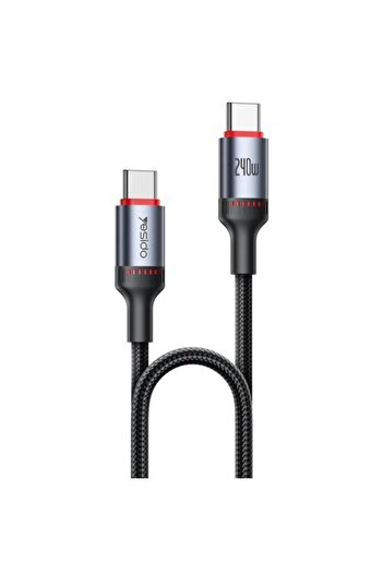 Yesido CA185 240W Type-C to Type-C Aluminum Alloy Data Cable, Length: 1.2m(Black)