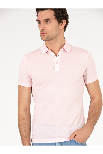 Cacharel Pembe Polo Yaka Slim Fit Basic Merserize T-shirt 50265364-VR050