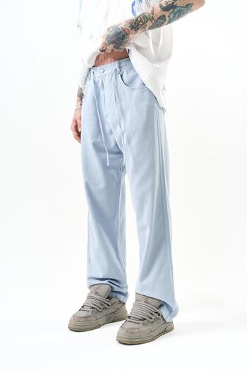 Respire Light Blue Male Part Paint Baggy Pants