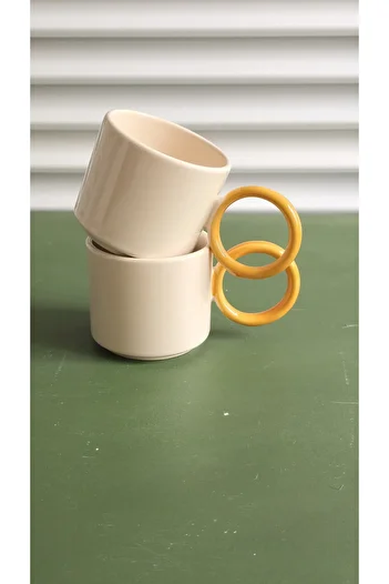 GULHANILE Ring Mug Cup 2 Colorful Ceramic Mug Cups