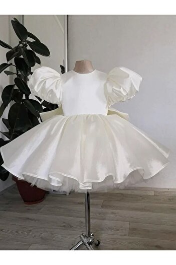 Mislina Girl Balloon Sleeve Satin Evening Dresses