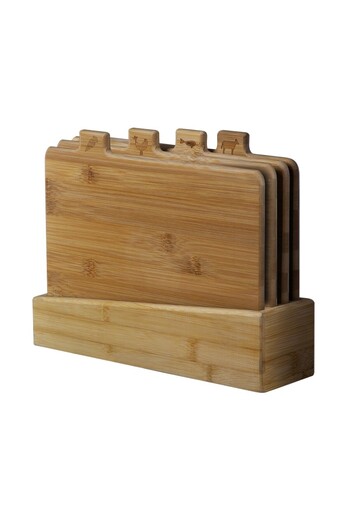 Berlinger Haus 4-piece bamboo cutting board set in a holder