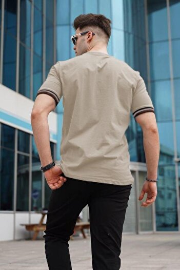 Madmext Beige Basic Men's T-Shirt