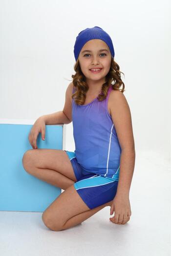 Liyavera 5-16 Years Old Girls' Swimsuit with Swimming Shorts - Girls' Bonnet Swimsuit