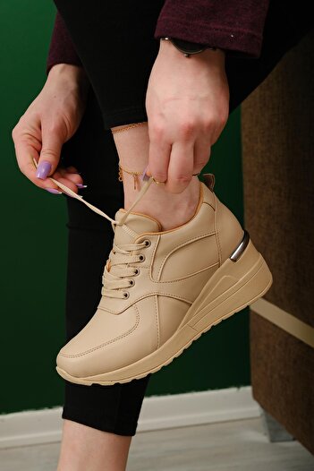 Oksit Darcia Metal Detailed Thick Platform Heeled Women's Sneaker