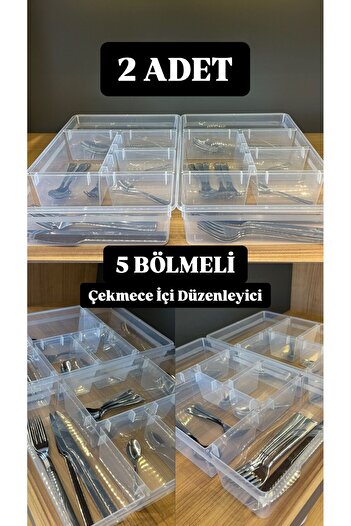 Bayev 2 шт. Nova 5-секційний органайзер для висувних ящиків, ложка-виделка, без кришки - Кухонний органайзер