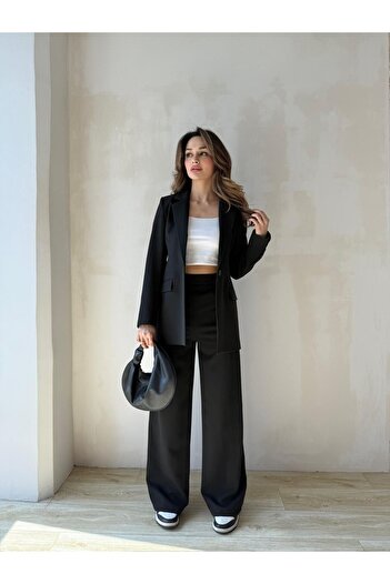 BUTİK ELAJ Women's Black Atlas Single Button Blazer Jacket
