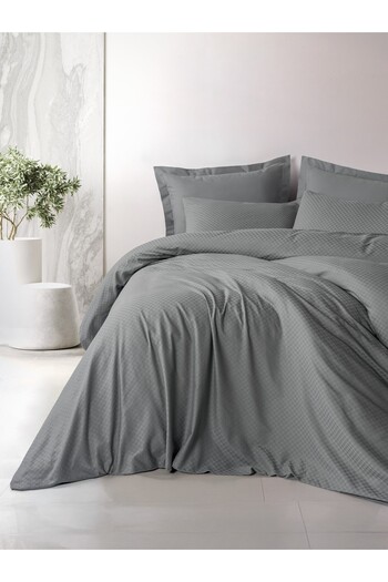 Cotton Box Plaid Ranforce Single Duvet Cover Set Gray