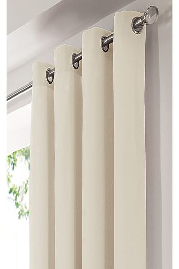farbateks Cream Color Rustic Curtain with Eyelet Ring Pipe Ring Decoration Curtain