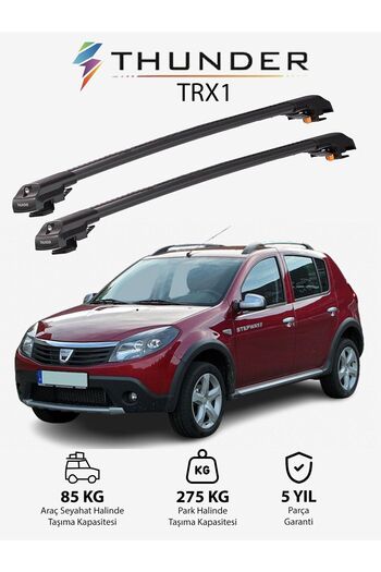 Thunder DACIA SANDERO STEPWAY 2007-2012 TRX1 Thunder Carrier Kilitli Ara Atkı Taşıyıcı Tavan Barı Siyah
