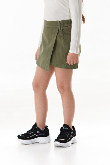Fulla Moda 100% Cotton Elastic Waist Zippered Girl's Shorts Skirt