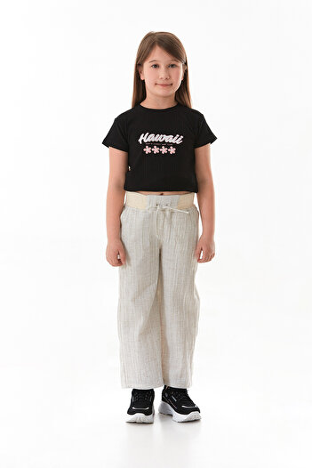 Fulla Moda Elastic Waist Crepe Fabric Pocket Girls' Trousers