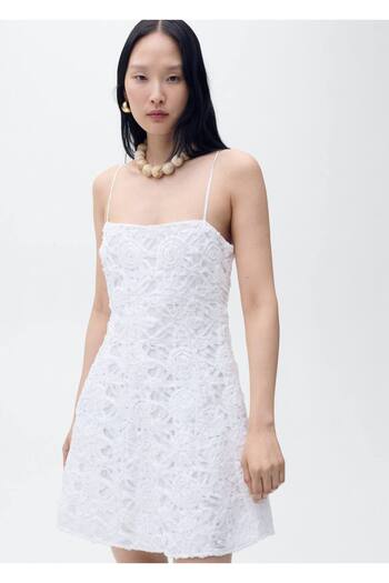 MANGO Woman Short Dress with Floral Texture