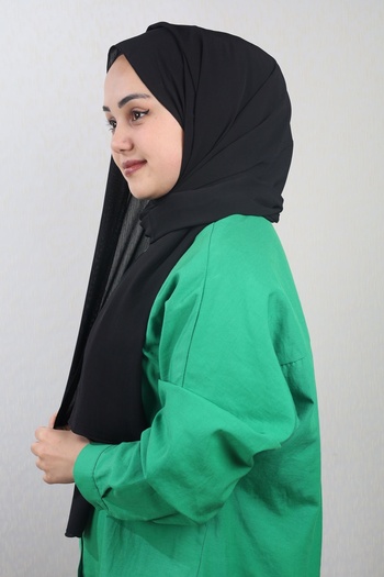 Levidor Solid Color Italian Crinkle Shawl - Pattern-01 - Black