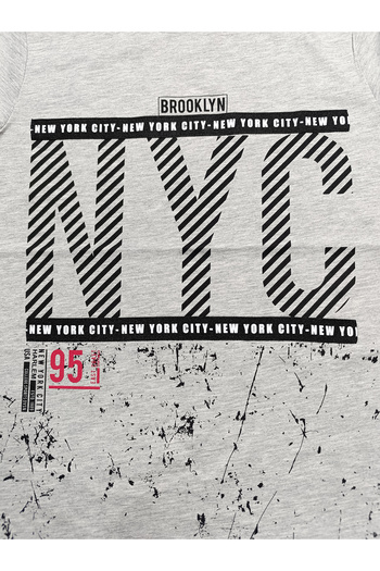 DobaKids Сірий NYC Brooklyn з принтом, унісекс дитячий футболка