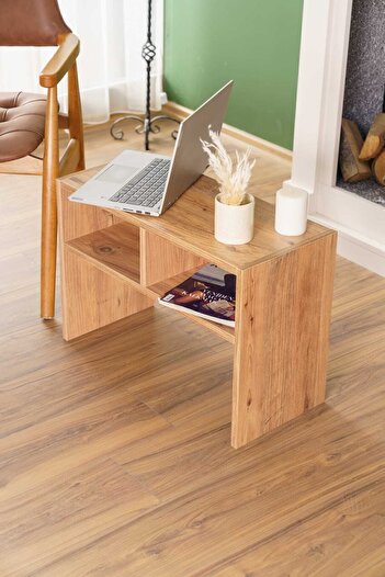 interGO Side And Center Table With Shelves - Atlantic Pine Pattern