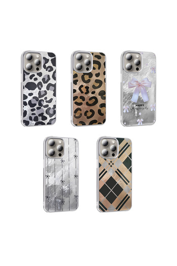 Rivor Apple iPhone 15 Pro Max Uyumlu Kılıf Kamera Çıkıntılı Fiyonk Leopar Desenli Şık Estetik Kapak