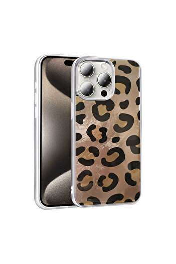 Rivor Apple iPhone 14 Pro Max Uyumlu Kılıf Kamera Çıkıntılı Fiyonk Leopar Desenli Şık Estetik Kapak