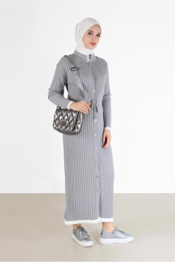 Alvina SELF PATTERNED BELTED STRICK DRESS 42118