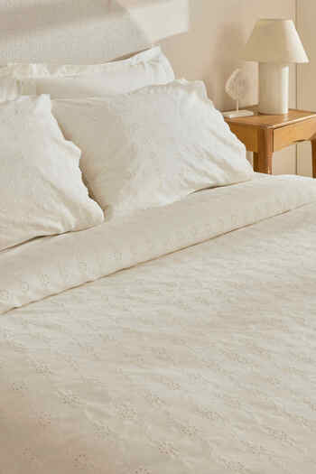 Karaca Home Vivien Brodeli 100% Cotton Double Duvet Cover Set Ecru