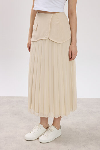 Birgül Bektaş Mink Pleated Bodice Skirt