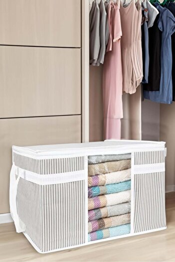 EVLE Window Sweater Bag - Gray Striped, 45 X 40 X 30 cm