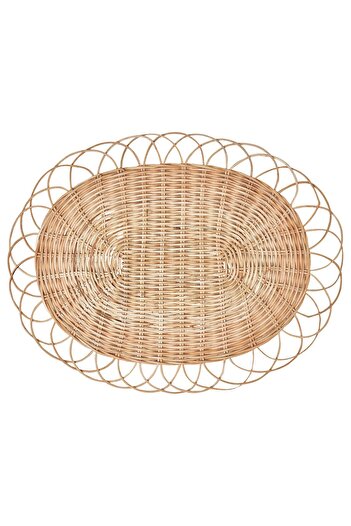 IKEA VARGFISK Place mat, natural/rattan handmade, 35 cm