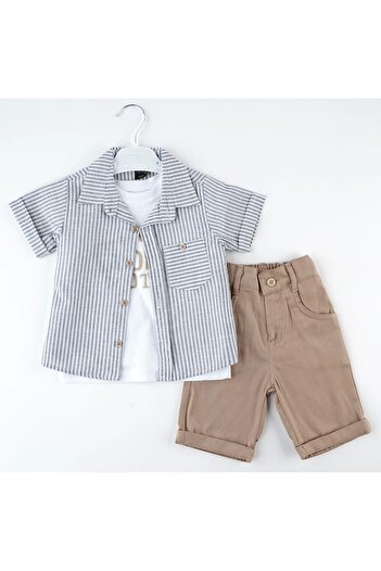 Mc Emirix Kids Wear Striped Pocket 3 Piece Set Shorts