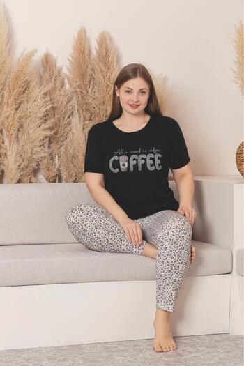 PİJAMORE Leopard Large Size Oversize Women's Summer Short Sleeve Pajamas Set,1 Size Larger Can Choose.