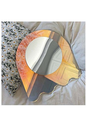 COOYA Portable Acrylic Mirror,wave Shape,suitable For Living Room,bedroom Or Decoration,40*38 Cm