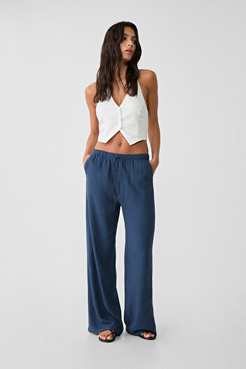 Stradivarius Draped Linen Pants