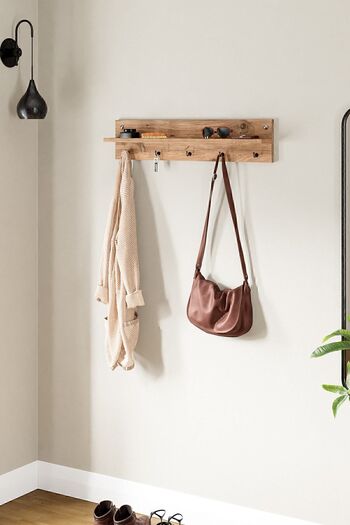 interGO Modern Wall -Mounted Coat Rack with Shelf and Hooks - Entryway Organizer