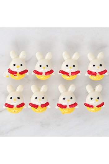 Loren Crafts 8Pcs Yellow Red Rabbit Buttons - 3030