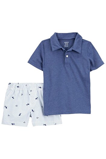 Carter's Erkek Bebek Tişört Şort Takım Mavi 1S889810